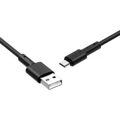 Кабель BOROFONE BX31 USB to Micro 2.4A, 1m, silicone, TPE connectors, Black Кабель BOROFONE BX31 USB to Micro 2.4A, 1m, silicone, TPE connectors, Black