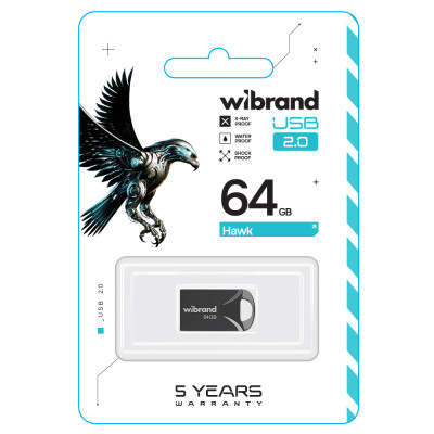 Флеш-накопичувач Wibrand USB 2.0 Hawk 64Gb Black