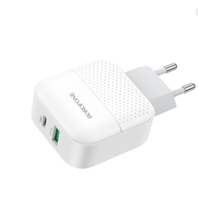 Мережевий зарядний пристрій BOROFONE BA46A Premium PD + QC3.0 18W White