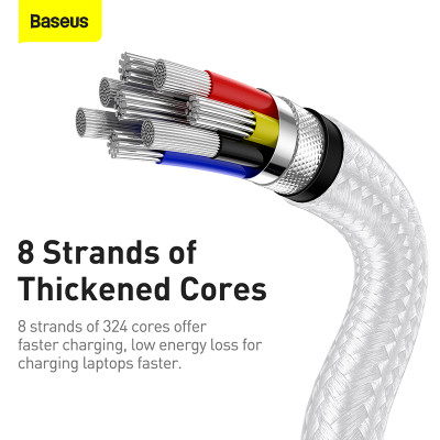 Кабель Baseus Cafule Series Metal Data Cable Type-C to Type-C 100W 1m White Кабель Baseus Cafule Series Metal Data Cable Type-C to Type-C 100W 1m White