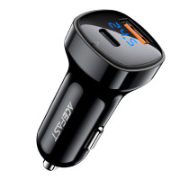 Автомобільний зарядний пристрій ACEFAST B4 digital display 66W(USB-C+USB-A) dual port car charger Автомобільний зарядний пристрій ACEFAST B4 digital display 66W(USB-C+USB-A) dual port car charger