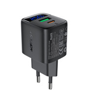 Мережевий зарядний пристрій ACEFAST A114 PD25W GaN charger (USB-A+USB-C) with digital display Black Мережевий зарядний пристрій ACEFAST A114 PD25W GaN charger (USB-A+USB-C) with digital display Black