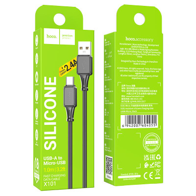 Кабель HOCO X101 Assistant silicone charging data cable Micro Black Кабель HOCO X101 Assistant silicone charging data cable Micro Black