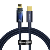 Кабель Baseus Explorer Series Auto Power-Off Fast Charging Data Cable Type-C to IP 20W 2m Blue Кабель Baseus Explorer Series Auto Power-Off Fast Charging Data Cable Type-C to IP 20W 2m Blue