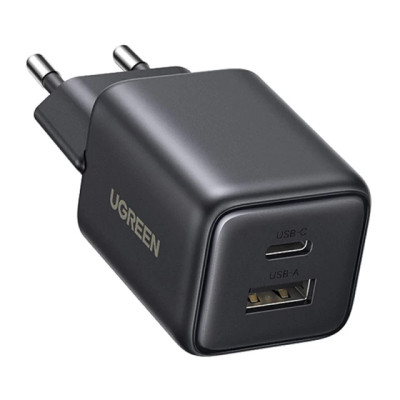 Мережевий зарядний пристрій UGREEN X514 20W 2-Port GaN Fast Charger EU black Мережевий зарядний пристрій UGREEN X514 20W 2-Port GaN Fast Charger EU black