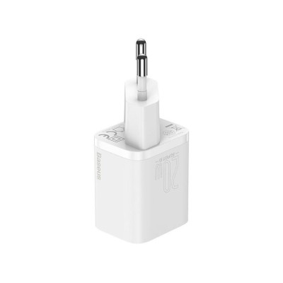 Мережевий зарядний пристрій з кабелем Baseus Super Si 1C 20W With Simple Wisdom Data Cable Type-C/iP 1m White