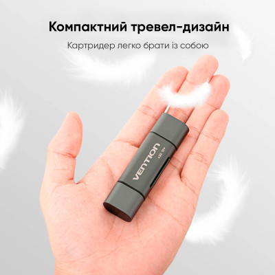 Кардридер Vention USB3.0 Multi-function Card Reader Gray Metal Type (CCHH0)