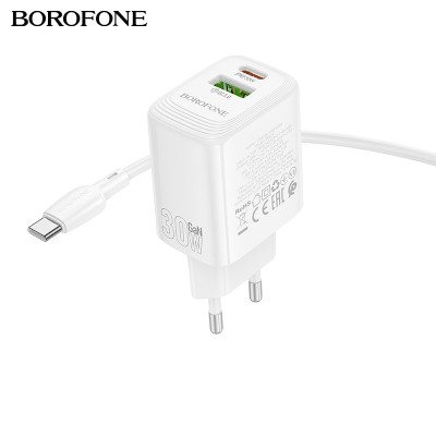 Мережевий зарядний пристрій BOROFONE BN29 Fuente PD30W+QC3.0 charger (EU) White Мережевий зарядний пристрій BOROFONE BN29 Fuente PD30W+QC3.0 charger (EU) White