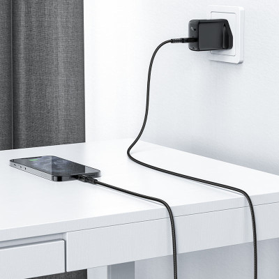 Кабель ACEFAST C4-01 Type-C to iP 3A, 30W, 1.8m, nylon, zinc connectors, Black