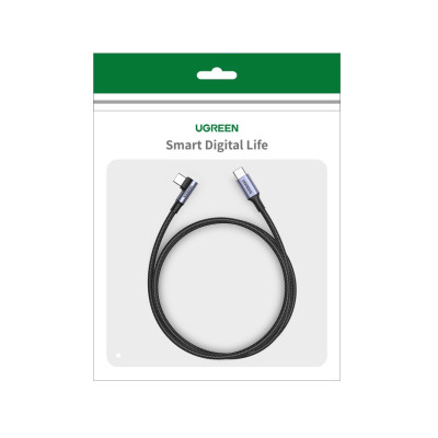 Кабель UGREEN US334 USB-C to USB-C PD Fast Charging 90 Degree Cable 5A Max Black 2m Кабель UGREEN US334 USB-C to USB-C PD Fast Charging 90 Degree Cable 5A Max Black 2m