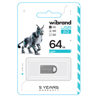Флеш-накопичувач Wibrand USB 2.0 Lynx 64Gb Silver Флеш-накопичувач Wibrand USB 2.0 Lynx 64Gb Silver