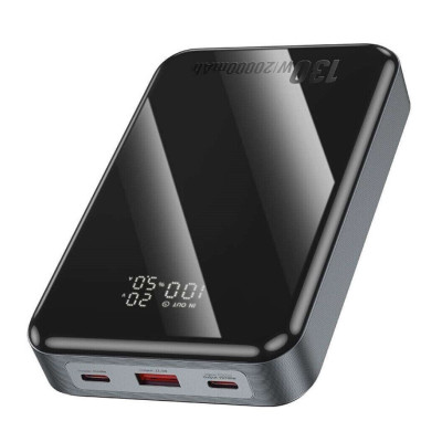 Зовнішній акумулятор HOCO Q30A Fast charge 130W power bank(20000mAh) Metal Gray