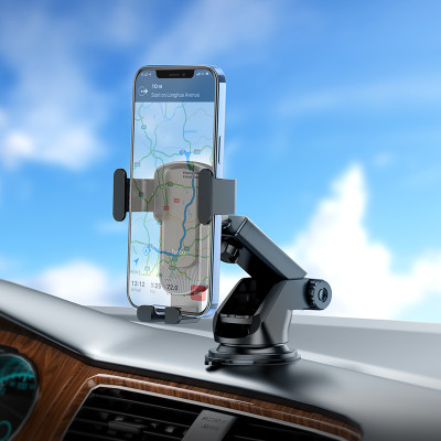 Автотримач для телефона HOCO CA104 vertical and horizontal telescopic gravity vehicle holder Black Metal Gray Автотримач для телефона HOCO CA104 vertical and horizontal telescopic gravity vehicle holder Black Metal Gray