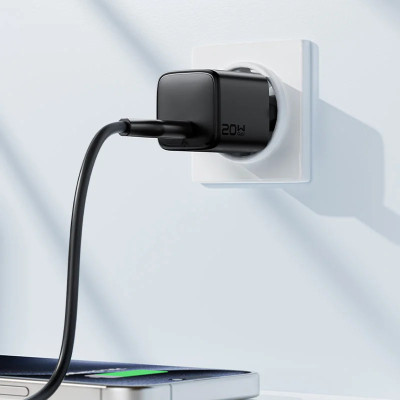Мережевий зарядний пристрій з кабелем ACEFAST A117 PD20W mini GaN fast charger set(P16),black  Black