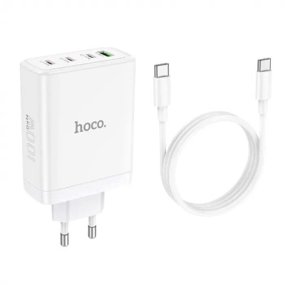 Мережевий зарядний пристрій HOCO N31 Leader PD100W four-port(3C1A) fast charger set(Type-C to Type-C) White Мережевий зарядний пристрій HOCO N31 Leader PD100W four-port(3C1A) fast charger set(Type-C to Type-C) White