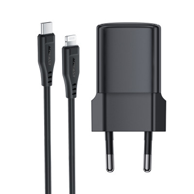 Мережевий зарядний пристрій ACEFAST A118 PD30W mini GaN USB-C fast charger set (P16) Black