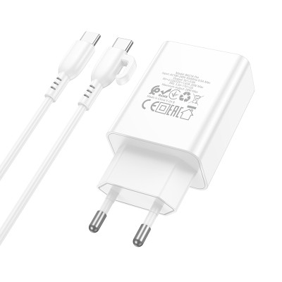 Мережевий зарядний пристрій з кабелем BOROFONE BA21A Pro Long journey single port PD20W charger set(C to C) White