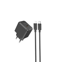 Мережевий зарядний пристрій з кабелем HOCO CS13A Ocean single port PD20W charger set(C to iP) Black Мережевий зарядний пристрій з кабелем HOCO CS13A Ocean single port PD20W charger set(C to iP) Black