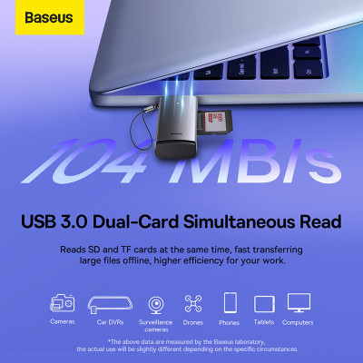 Кардридер Baseus Lite Series USB-A to SD/TF Card Reader Grey Кардридер Baseus Lite Series USB-A to SD/TF Card Reader Grey