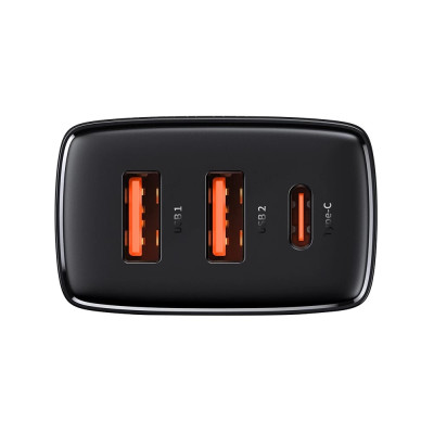 Мережевий зарядний пристрій Baseus Compact Quick Charger 2U+C 30W EU Black