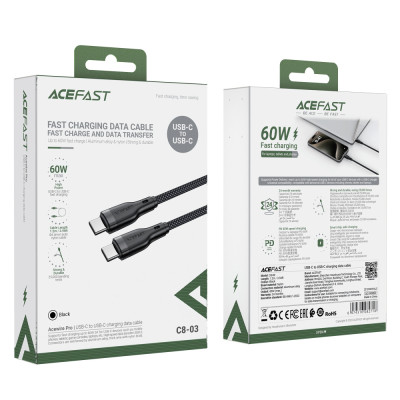 Кабель ACEFAST C8-03 USB-C to USB-C charging data cable Black Кабель ACEFAST C8-03 USB-C to USB-C charging data cable Black