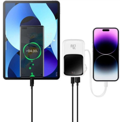 Зовнішній акумулятор Baseus Qpow Pro Digital Display Fast Charge Power Bank 10000mAh 20W iP Edition White(With: Simple charging cable Type-C 3A 0.3m W Зовнішній акумулятор Baseus Qpow Pro Digital Display Fast Charge Power Bank 10000mAh 20W iP Edition White(With: Simple charging cable Type-C 3A 0.3m W