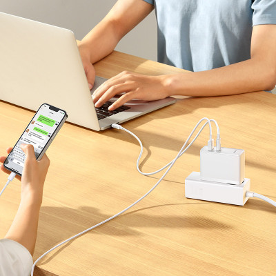 Мережевий зарядний пристрій Baseus GaN5 Pro Fast Charger C+U 100W EU White (With Mini White Cable Type-C to Type-C 100W(20V/5A) 1m White）