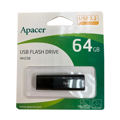 Флеш-накопитель Apacer USB 3.2 Gen 1 AH25B 64Gb Black