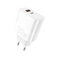Мережевий зарядний пристрій WUW-C208 30W PD USB-C + USB QC3.0 18W white Мережевий зарядний пристрій WUW-C208 30W PD USB-C + USB QC3.0 18W white