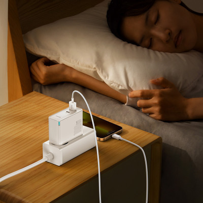 Мережевий зарядний пристрій Baseus GaN5 Pro Fast Charger C+U 100W EU White (With Mini White Cable Type-C to Type-C 100W(20V/5A) 1m White）