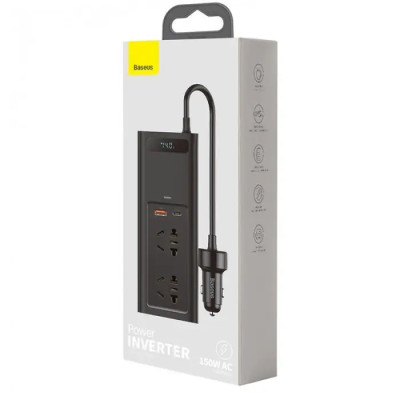 Автомобільний інвертор Baseus In-car Inverter 150W (220V CN/EU) Black Автомобільний інвертор Baseus In-car Inverter 150W (220V CN/EU) Black