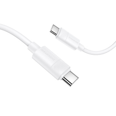 Кабель BOROFONE BX123 Leya 60W silicone charging data cable C to C White Кабель BOROFONE BX123 Leya 60W silicone charging data cable C to C White