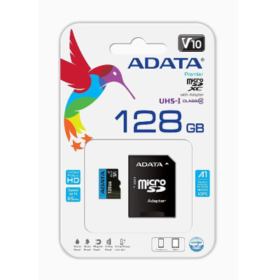 Карта пам'яті microSDXC (UHS-1) A-DATA Premier 128Gb Class 10 А1 (R-100Mb/s)  (adapter SD)
