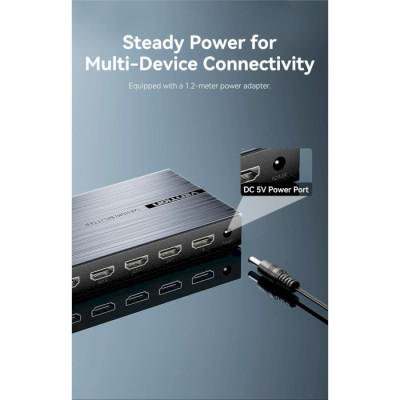 Сплітер Vention 4K 1x8 HDMI Splitter Black Aluminum Alloy Type EU Standard