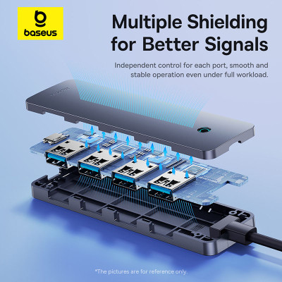 USB-хаб Baseus UltraJoy Series 4-Port  HUB Lite 50cm Space Grey（USBA to USB3.0*4+Type-C5V）