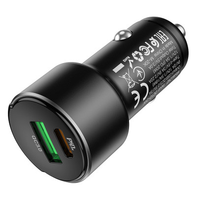Автомобільний зарядний пристрій HOCO Z42 Light road dual port digital display PD20W+QC3.0 car charger Black Автомобільний зарядний пристрій HOCO Z42 Light road dual port digital display PD20W+QC3.0 car charger Black