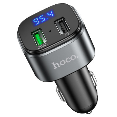 АЗП з FM-модулятором HOCO E67 Fighter QC3.0 18W car BT FM transmitter Black АЗП з FM-модулятором HOCO E67 Fighter QC3.0 18W car BT FM transmitter Black