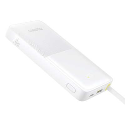 Зовнішній акумулятор Baseus Bipow 2 Digital Display Power Bank With Built-in USB-C Cable 20000mah 20W Moon White