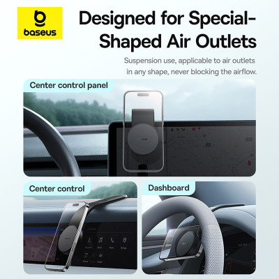 Автотримач для телефона Baseus PrimeTrip C02 Air Magnetic Car Mount Stick-on Type Cluster Black