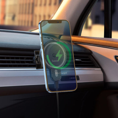 Автотримач для телефона з БЗП HOCO CA85 Ultra-fast magnetic wireless charging car holder Black Автотримач для телефона з БЗП HOCO CA85 Ultra-fast magnetic wireless charging car holder Black