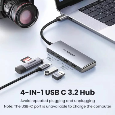 USB-хаб UGREEN CM480 USB-C to 2× USB 3.2+2×USB-C Adapter 10G (UGR-30758)