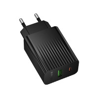Мережевий зарядний пристрій BOROFONE BAS74A Source PD20W+QC3.0 charger (EU) Black Мережевий зарядний пристрій BOROFONE BAS74A Source PD20W+QC3.0 charger (EU) Black