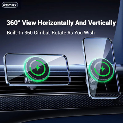 Автотримач для телефона з БЗП REMAX MagSafe Magnetic 15W Wireless Charging Car Mount RM-C01 Black Автотримач для телефона з БЗП REMAX MagSafe Magnetic 15W Wireless Charging Car Mount RM-C01 Black