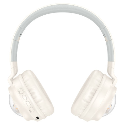 Бездротові накладні навушники HOCO W50 Cute fun BT headphones Milky white