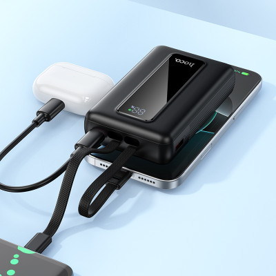 Зовнішній акумулятор HOCO J162A Full power 22.5W+PD20W fully compatible power bank with two cables(20000mAh) Black