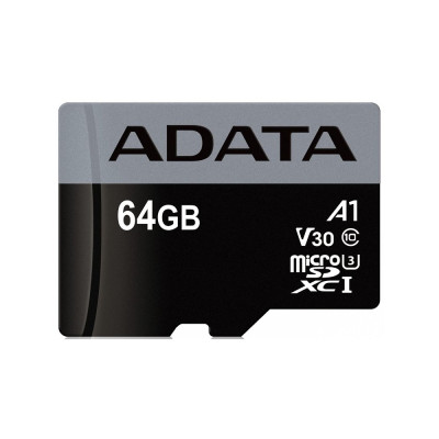 Карта пам'яті microSDXC (UHS-1 U3) A-DATA Premier Pro 64Gb Class 10 V30S A2 (R-100Mb/s W85Mb/s) (adapter SD) Карта пам'яті microSDXC (UHS-1 U3) A-DATA Premier Pro 64Gb Class 10 V30S A2 (R-100Mb/s W85Mb/s) (adapter SD)