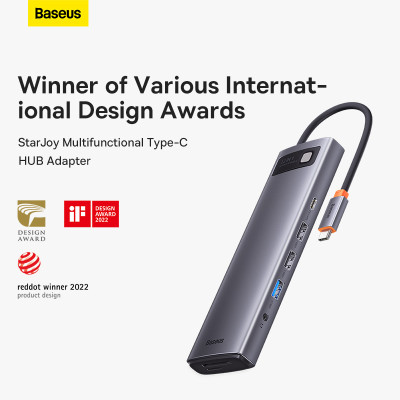 USB-хаб Baseus Metal Gleam Series 12-in-1 Multifunctional Type-C HUB Docking Station Gray USB-хаб Baseus Metal Gleam Series 12-in-1 Multifunctional Type-C HUB Docking Station Gray