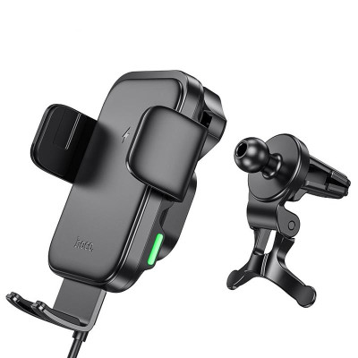 Автотримач для телефона з БЗП HOCO HW10 Jenny three-axis linkage wireless fast charging car holder(air outlet) Black Автотримач для телефона з БЗП HOCO HW10 Jenny three-axis linkage wireless fast charging car holder(air outlet) Black