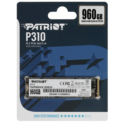 Накопичувач SSD M.2 Patriot P310 960GB NVMe 2280 PCIe 3.0x4 3D NAND TLC
