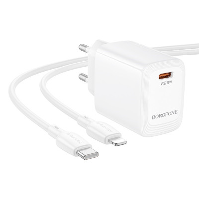 Сетевое зарядное устройство BOROFONE BN28 Fuente single port PD30W charger (EU) White Сетевое зарядное устройство BOROFONE BN28 Fuente single port PD30W charger (EU) White